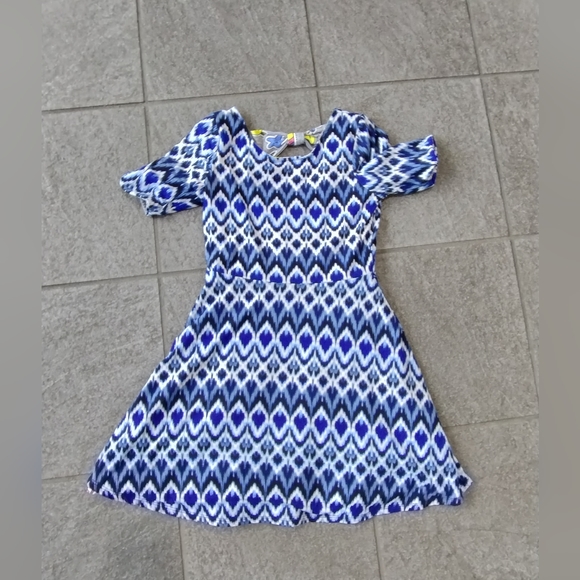 Emily West Girls Multicolored Reversible no size tag Emoji/Crazy Blue FlowyDress - Picture 7 of 11